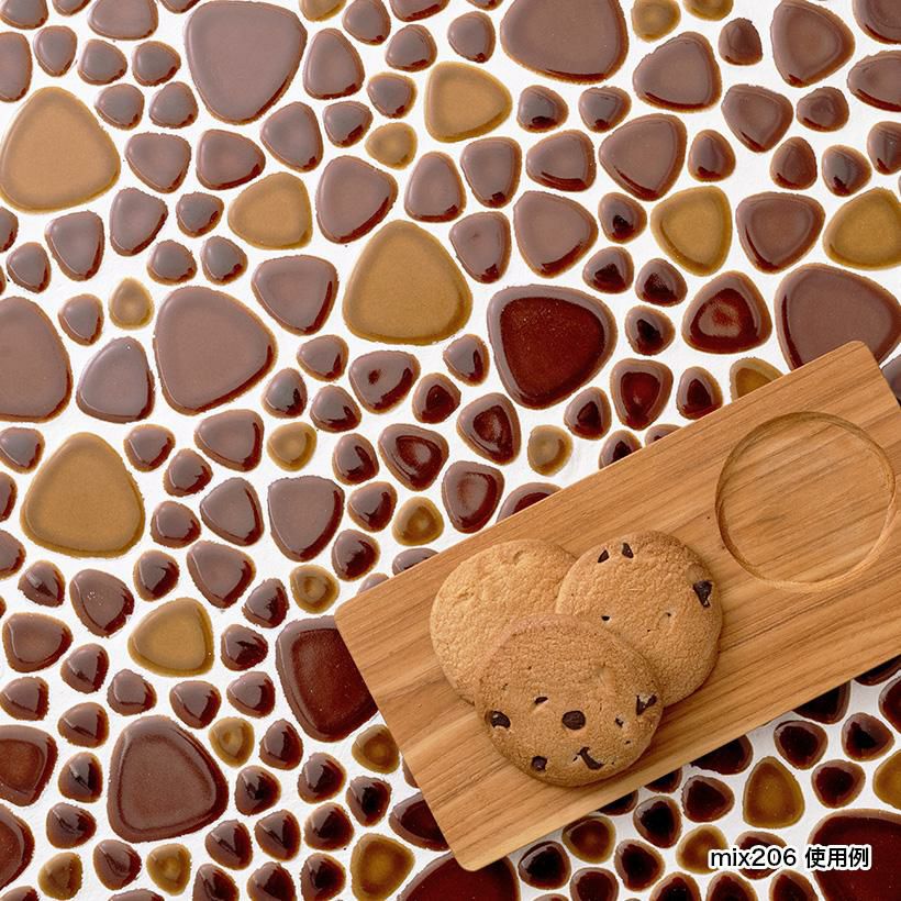 モザイクタイル シート 昭和 レトロ 玉石 丸 乱形 ミックスカラー 磁器