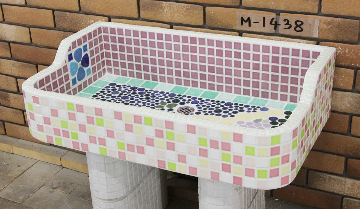 ガーデンシンク タイル 流し台 昭和レトロ モザイクタイル張り Mサイズ