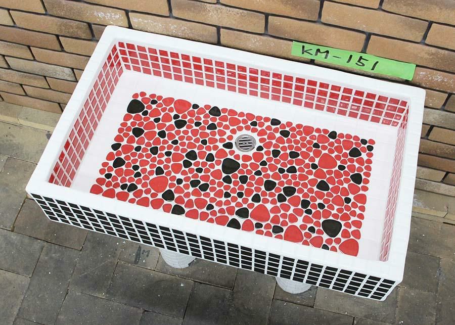昭和レトロ/モザイクタイルのガーデンシンク ガーデンシンク タイル 流し台 昭和レトロ モザイクタイル張り Mサイズ