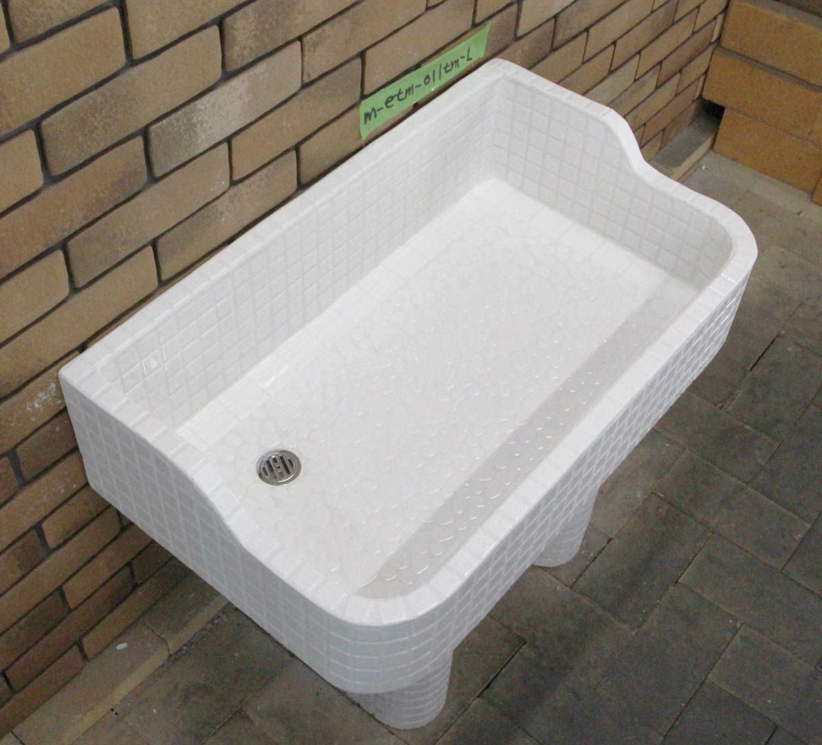 昭和レトロなタイル流し台 Ｍサイズ　レギュラーカラー左穴