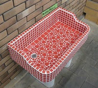 昭和レトロなタイル流し台 Ｍサイズ　レギュラーカラー左穴