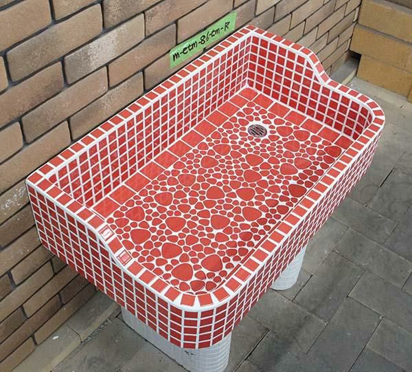☆レトロなタイルの流し台☆ 昭和レトロなタイル流し台 Mサイズ レギュラーカラー右穴 スーパー