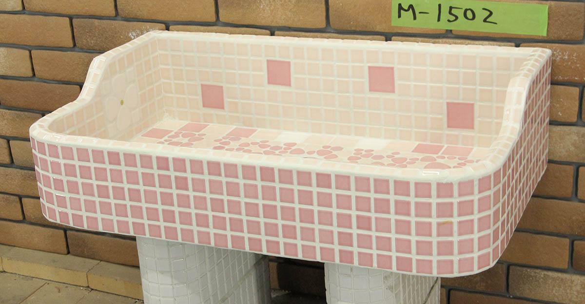 ガーデンシンク タイル 流し台 昭和レトロ モザイクタイル張り Mサイズ