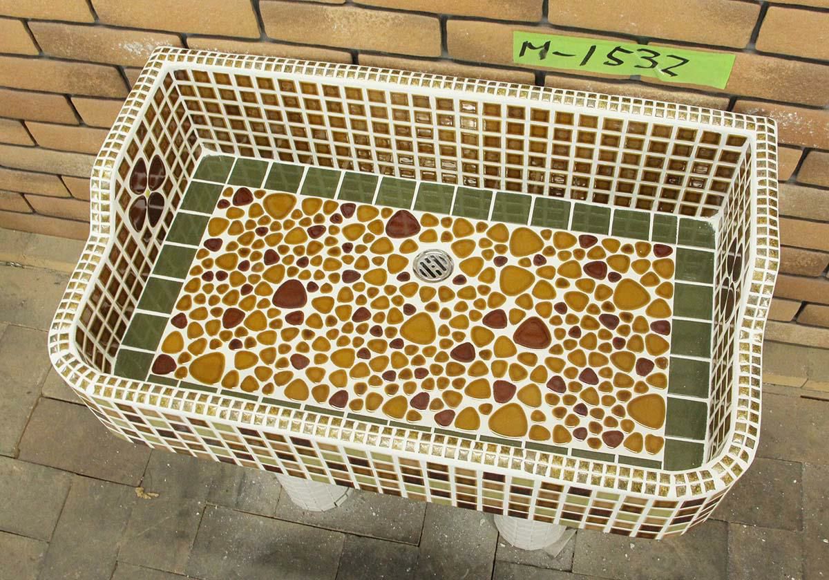 昭和レトロ　タイルシンクMサイズ　ガーデニングシンク　ミシン脚付② 昭和レトロなタイル流し台 Lサイズ 左穴シリーズ 送料無料 ガーデン