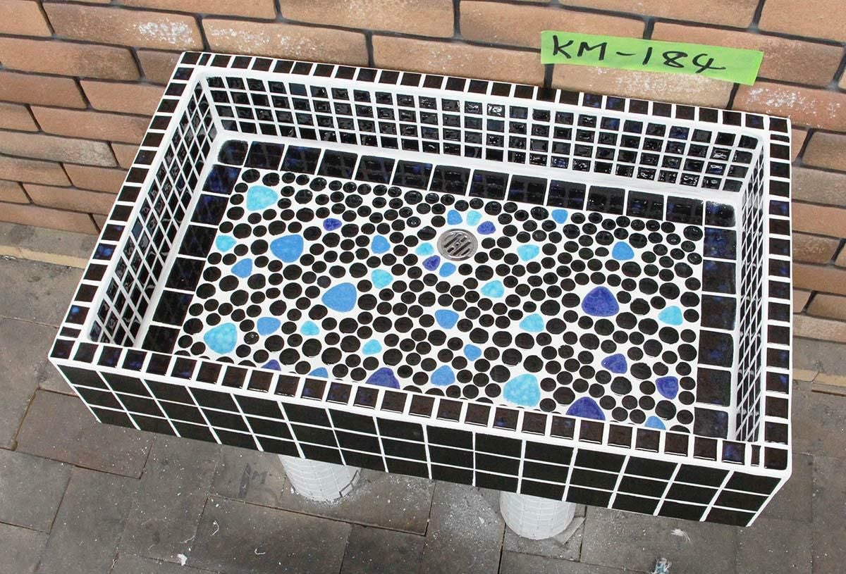 ガーデンシンク タイル 流し台 昭和レトロ モザイクタイル張り KM