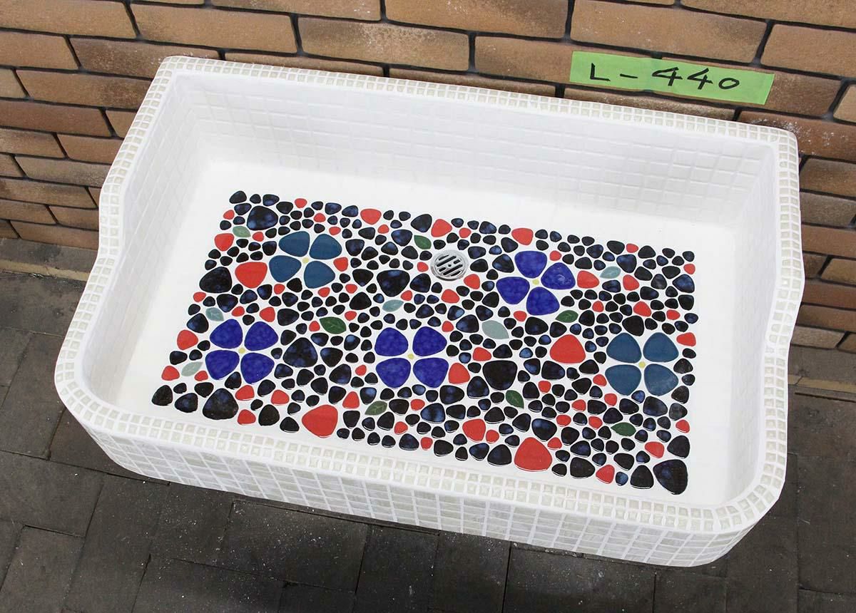 ガーデンシンク タイル Lサイズ-440 昭和レトロ モザイクタイル張り
