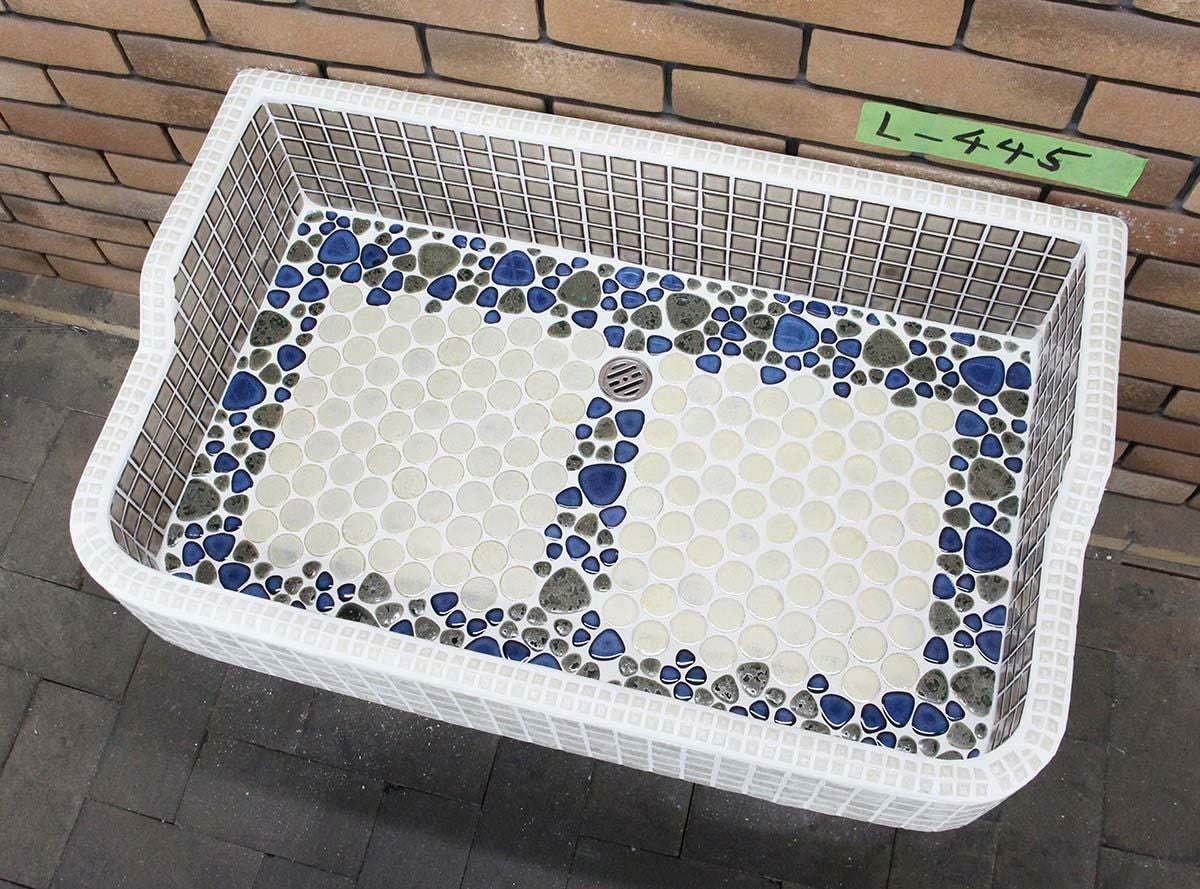 ガーデンシンク タイル Lサイズ-445 昭和レトロ モザイクタイル張り