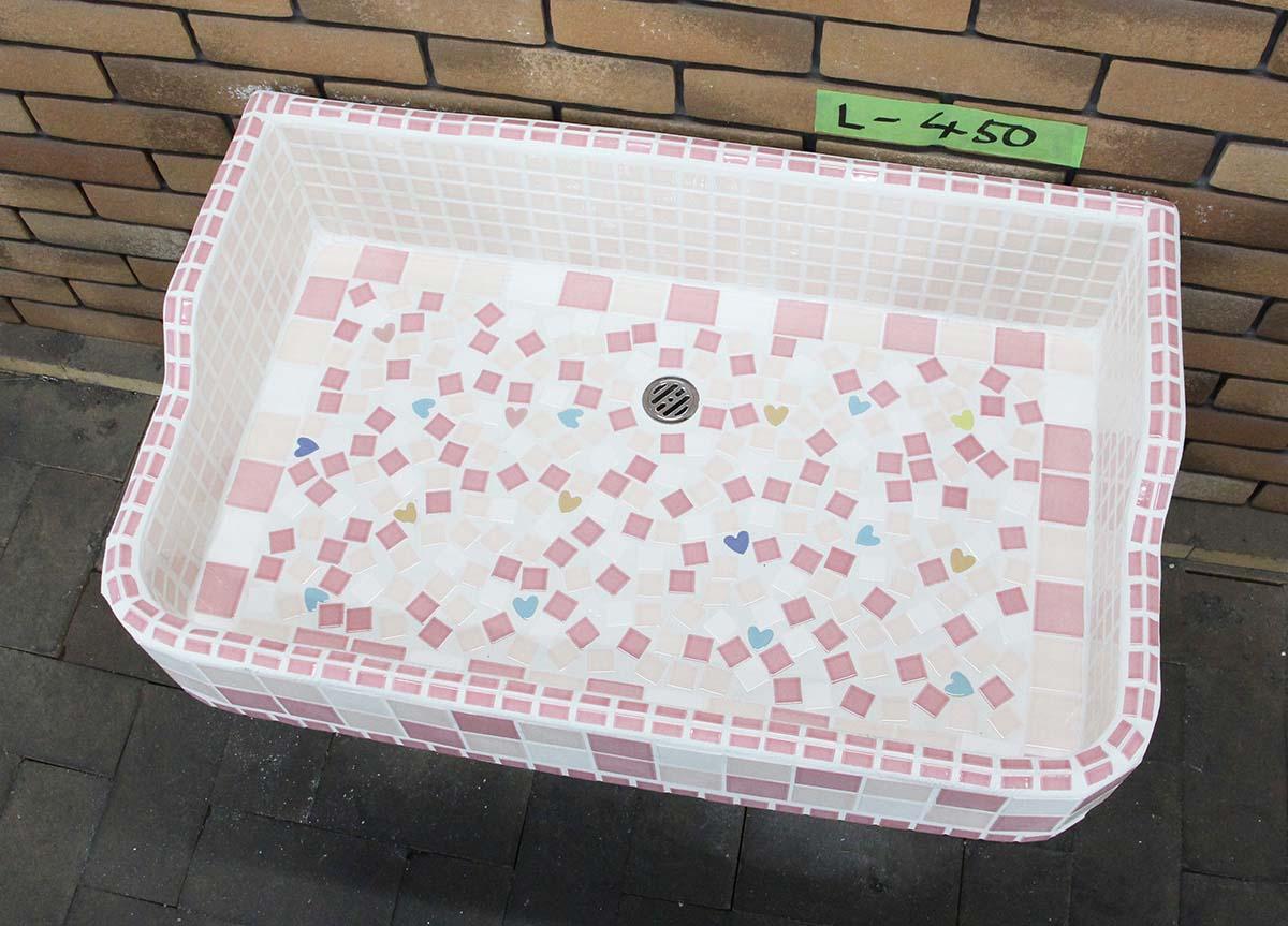 ガーデンシンク タイル Lサイズ-450 昭和レトロ モザイクタイル張り