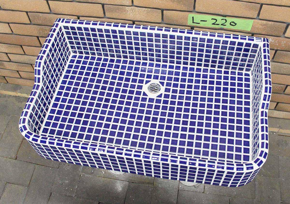 レトロ 吹流し ガーデンシンク タイル 流し台 昭和レトロ モザイクタイル張り Lサイズ